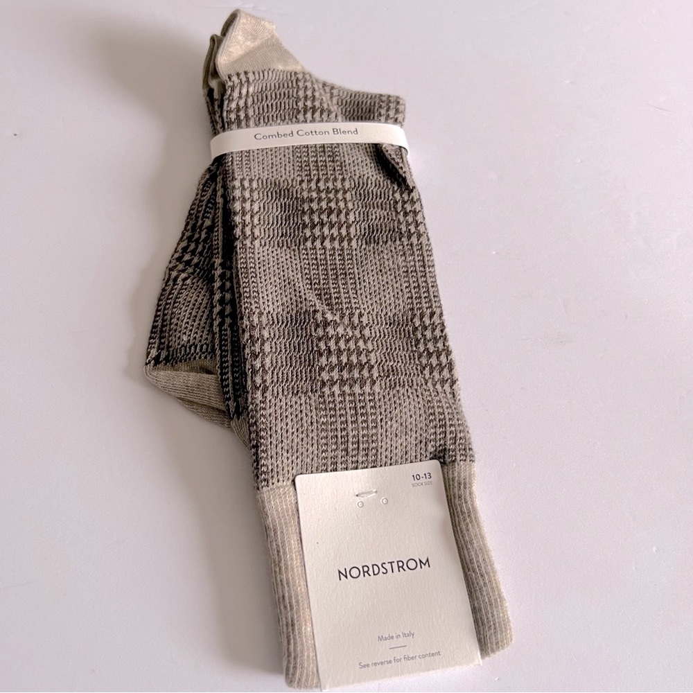 NORDSTROM MENS COTTON BLEND SOCKS TAN/BROWN OS NWT